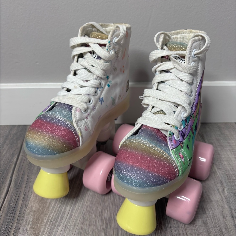 Kids White and Pink Roller Skates